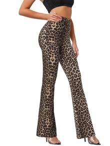 Firerie Women Leopard Print Flare Leg Pants
