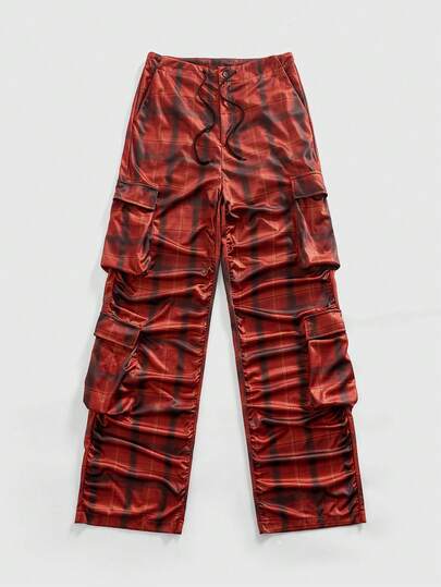Street Life Men's Casual Plaid Cargo Pants