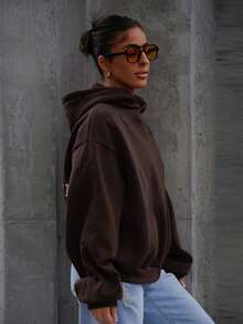 SAYEHFBABY Hanorac cu imprimeu grafic, trening, doar toamnă, pulover confortabil, drăguț, casual, cafenea, club, iarnă, Crăciun - Maro - Vizualizare 5