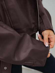 SAYEHFBABY Fashionabla motojacka med dragkedja, stativ för kvinnor, höst