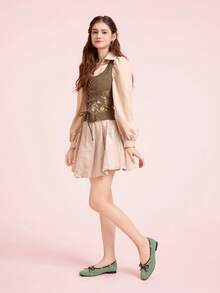 CUCCOO DOLLMOD Damen süße, bequeme Flache Schuhe, grüne Veloursleder Rundkappige Outdoor Ballerinas