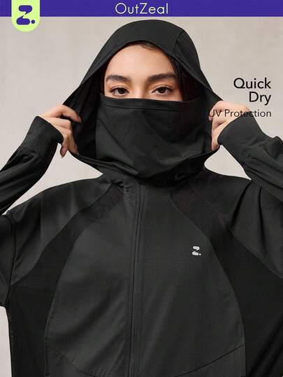 OutZeal Women's UV Protection Cool Touch Quick-Dry Mesh Sun-Proof Jacket Women With Mask Daily Casual Cycling