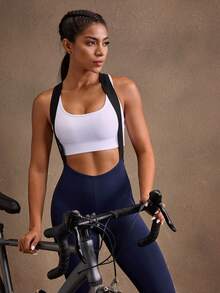 Powerista Quần đùi đạp xe bó sát màu trơn dành cho nữ - Màu xanh lam - Xem 5