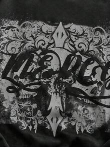 ROMWE MEN Goth 男士深色图案套头卫衣 - 黑色 - 查看 4