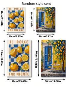 1PC  Frameless Canvas Print Vintage Italian Lemon Tree Artwork Wall Decor For Living Room Bedroom Kitchen Dining Room Housewarming Birthday Graduation Gift(Random Edition) - Multicolor - View 9