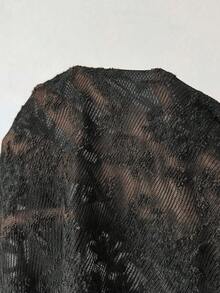 Roveilla 大码女式法式休闲牡丹花卉露肩鱼尾连衣裙 - 黑色 - 查看 8