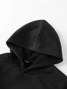 男童蜘蛛印花连帽卫衣和运动裤套装（2件套），时尚酷炫的蜘蛛图案保暖连帽衫和运动裤，适合秋冬季外出穿着，万圣节蜘蛛印花卫衣套装，红色连帽衫搭配黑色运动裤 - 黑色 - 查看 7