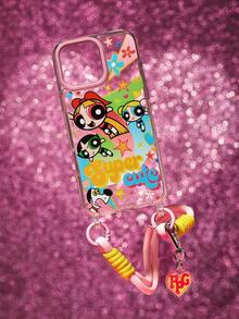 THE POWERPUFF GIRLS X SHEIN Casing Ponsel Transparan dengan Desain Cetak Pelindung, Dilengkapi Tali Gantungan Ponsel, Kompatibel dengan iPhone 11-17, 17 Pro, 17 Pro Max, Ide Hadiah - MultiWarna - View 6