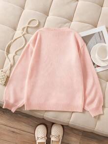 1 Áo len cho bé gái tuổi teen, Phong cách ngọt ngào và thời trang, Họa tiết thêu hoa 3D nhiều màu sắc, Dáng rộng, Cổ tròn, Tay dài, Mềm mại và thoải mái, Đa năng, Bền, Không mùi và Không chứa Formaldehyde, Thích hợp để mặc hàng ngày, Thiết yếu cho mùa xuân/thu - Hồng - Xem 2