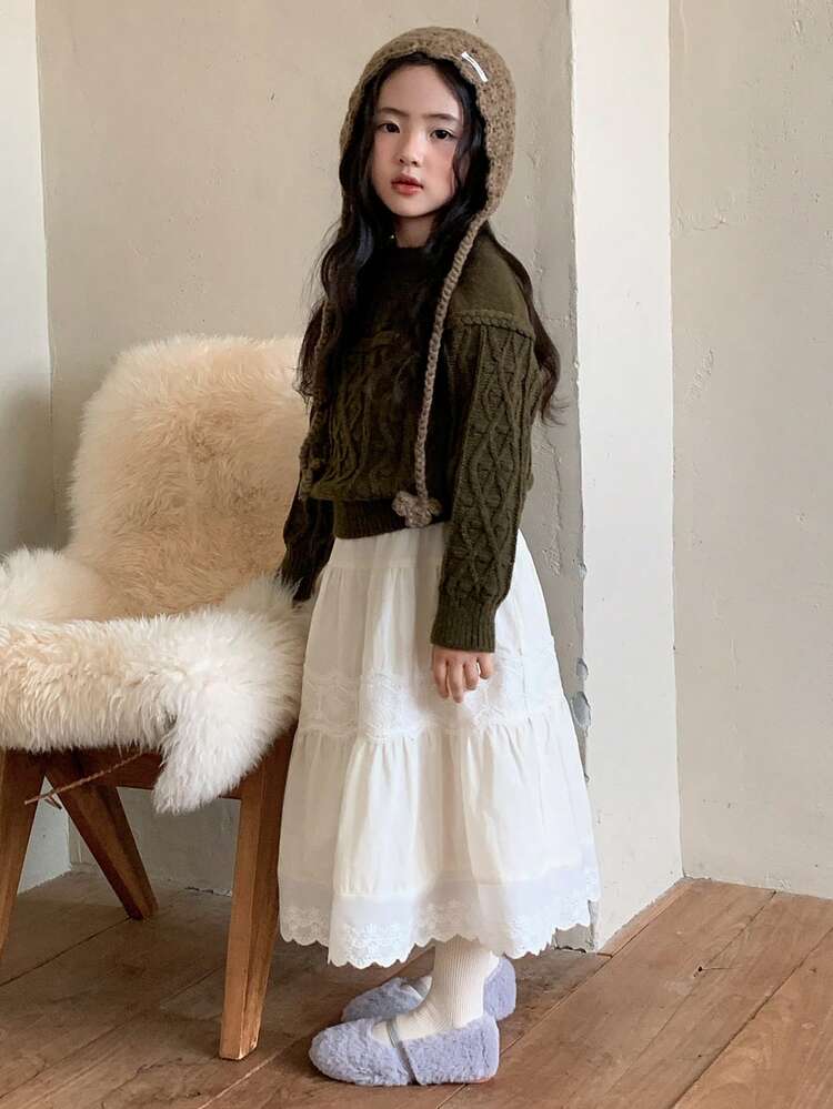 Young Girls Solid Color Casual Loose Fit Versatile Korean-Style A-Line Skirt