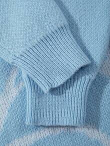 ROMWE MEN Goth Men's Casual Spider Web Pattern Sweater, Autumn/Winter, Long Sleeve Top - Blue - View 4