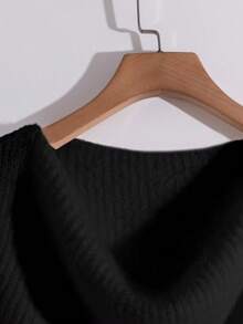 Franclia Suéter de punto con cuello con volantes y mangas largas acampanadas para mujer, elegante jersey asimétrico blanco francés para otoño/invierno, top de punto ajustado y elástico