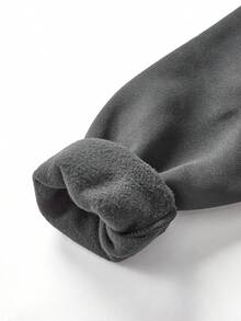 SHEIN Tween Girl Grey Solid Color Hooded Sweatshirt - Grey - View 9