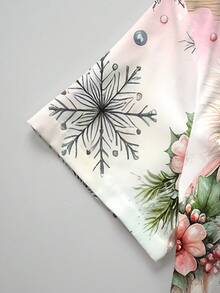 PopScrub Modna damska koszulka z krótkim rękawem i dekoltem w serek, z akwarelowym bałwanem, z grafiką, na Boże Narodzenie