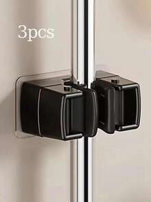 1/3pcs Wall Mounted Mop And Broom Holder, Contemporary Style Plastic Organizer Clamp, No-Drill Strong Adhesive Storage Solution For Bathroom And Kitchen, Utility Hooks - Multicolor - View 16