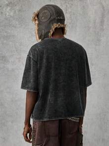 Manfinity VCAY 3件装男士宽松酸洗针织圆领短袖T恤，街头风