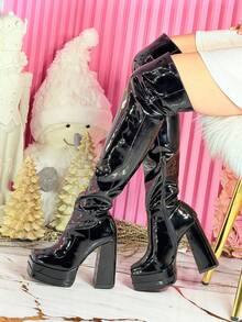 Women Over-The-Knee Boots - Black - View 2
