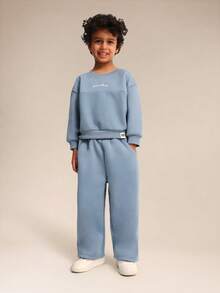 SUMWON Ensemble sweat-shirt à capuche et pantalon de jogging pour garçons avec capuche et poche centrale - Bleu azur - Voir 6
