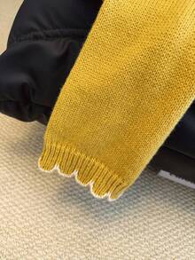 SHEIN Franclia Cárdigan con volantes de color contrastante estilo romántico francés, estilo de transporte - Amarillo - Ver 6