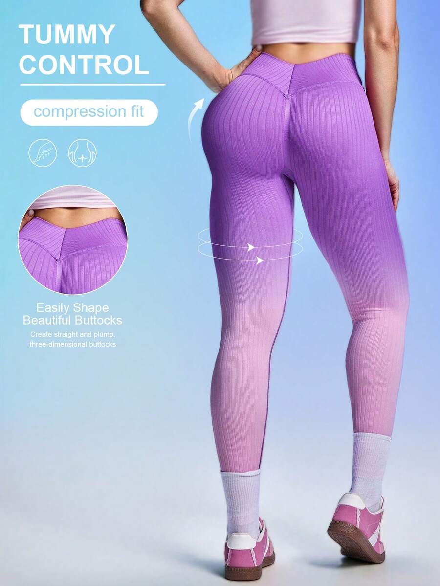 Core Rhythm Leggings casuales de cintura alta con efecto degradado para mujer - Multicolor - Ver 1