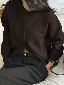 DAZY 女士纯色极简针织开衫 Y2k