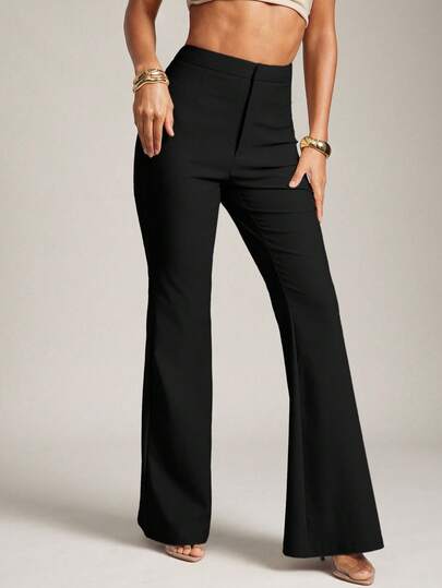 Hauture Sexy Summer Business Office Casual Solid Flare Leg Pants