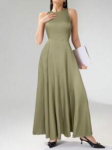 Heiryn 女士通勤休闲雨伞印花长裙 - 綠色 - 查看 3