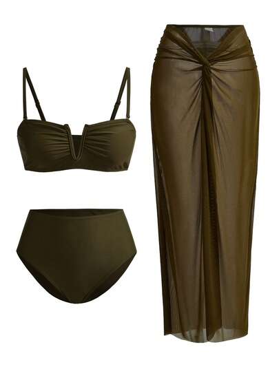 Swim Oasis 女士纯色度假和海滩泳衣套装