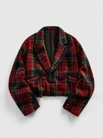 Street Life Manteau croisé à carreaux mode pour hommes, automne/hiver