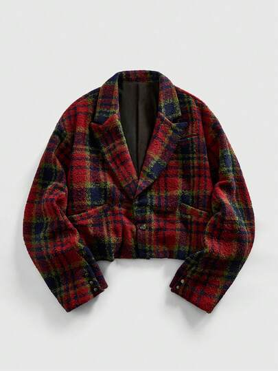 Street Life Manteau croisé à carreaux mode pour hommes, automne/hiver