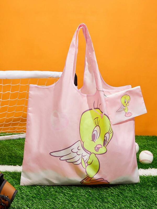 LOONEY TUNES X SHEIN Women's Cartoon Pattern Large Capacity Fashion Tote Bag