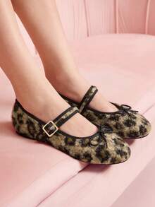 CUCCOO DOLLMOD Women's Leopard Print Buckle Design Casual Flat Loafers - Apricot - View 3