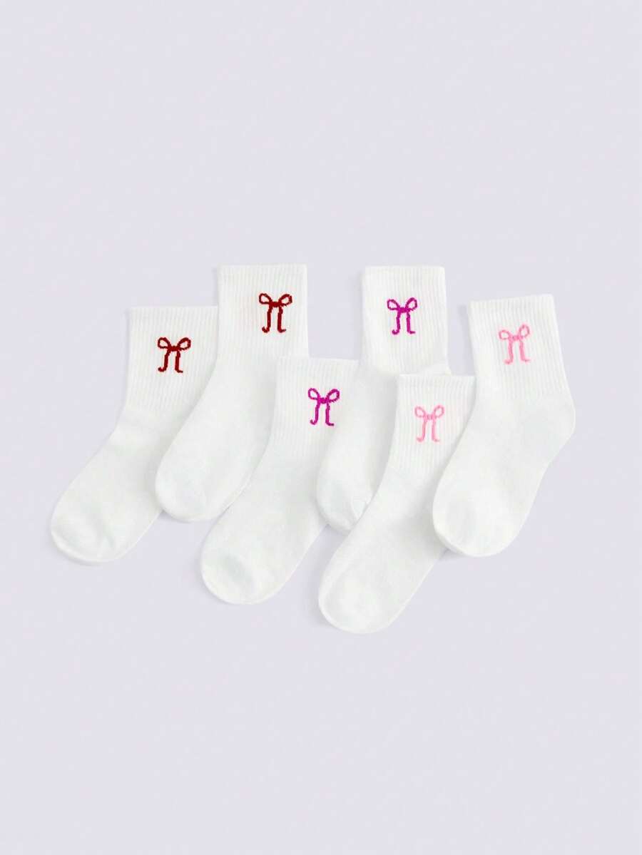 Loungeista 3 Paar Schleifenmuster Crew Socken, Lässig Alltagstragen, Herbst