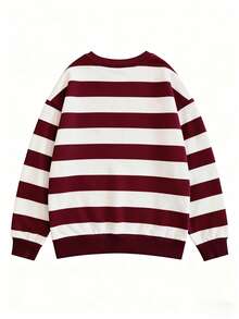 INAWLY 女士条纹针织套头卫衣，宽松长袖休闲上衣