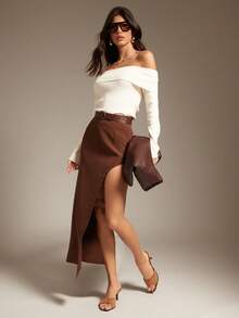 SHUZIA Women's Fashionable Faux Suede Heeled Sandals - Camel - View 6