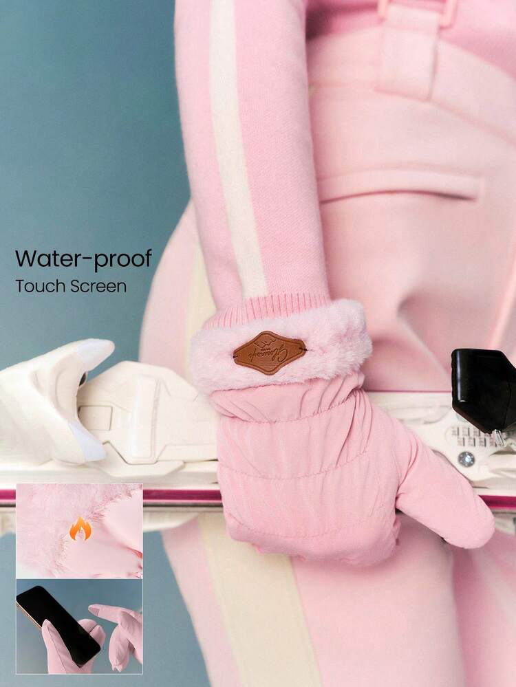 Skiing Collection S/M Cold Conquerer Warm Wind-Resistant Water-Repellant Fleece-Lined Touchscreen Puffy Ski Gloves Outdoor Snow Autumn Winter Daily Active Wear