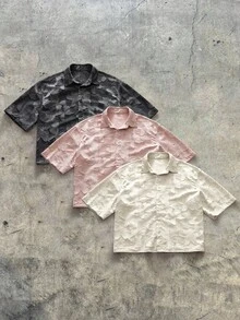 AXEPEAK Men's Woven Casual Daily Young Loose Fit Short Sleeve Shirt, Multi-Pack Set - Multicolor - View 7
