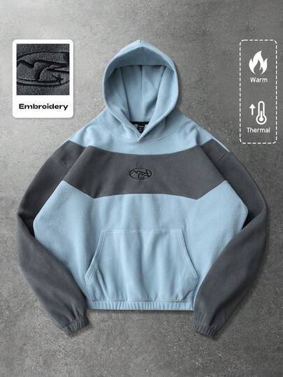 Street Life Unisex Hooded Sweatshirt, Thermal Lining, Patchwork Design, Autumn/Winter