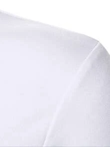 Manfinity Mode 男士休闲Polo衫，街头时尚，英伦风男士白色上衣，男士长袖夏季T恤，男士高尔夫球衫，男士长袖Polo衫，男士白色和灰色长袖衬衫 - 白色 - 查看 5