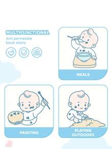 SHEIN X The Smurfs 0-3岁可爱卡通婴儿幼儿长袖围裙，防水防污罩衣，采用TPU制成，柔软、轻便、可折叠、便携，适合进食、绘画、户外活动 - 淺藍色 - 查看 6