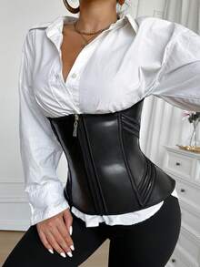 Fashionable Front Zipper Seamless Waist Cincher