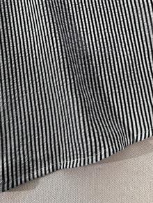 Franclia 女士条纹袖口单排扣休闲口袋衬衫裙 - 黑與白 - 查看 4