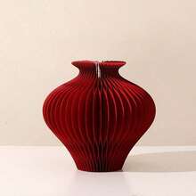 Haus Hana 1pc Small/Medium White, Blue, Red Creative Folding Cardboard Flower Vase Decoration For Living Room, Light Luxury And High-End Cardboard Flower Vase Decoration - Multicolor - View 8