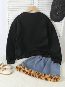Genkimix Kids 2件套女童可爱蝴蝶印花长袖卫衣和裙子套装，饰有可爱蝴蝶结，面料舒适，适合日常穿着、外出、派对等场合。 - 彩色 - 查看 3