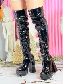 Women Over-The-Knee Boots - Black - View 4