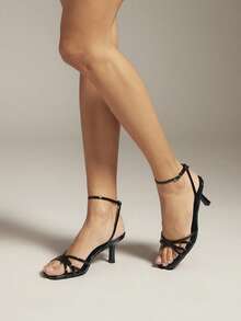 SHUZIA Women's Fashion Daily Versatile Crisscross Heeled Sandals - Black - View 2