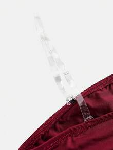 Girlism 优雅纯色荷叶边抹胸连衣裙，适合青少年女孩。 - 酒紅色 - 查看 3