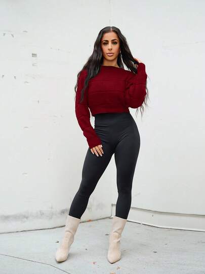 SAYEHFBABY 女士圆领长袖套头毛衣、长袖上衣