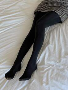 DAZY 女士保暖加厚不透明连裤袜，黑色加厚款，适合秋冬季穿着 - 黑色 - 查看 3