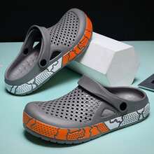 Sandalias tipo zueco unisex transpirables  tipo clog, con gran sensación de ajuste. Suela gruesa, reforzada y antideslizante, diseño de punta redonda y huecos, antibacterianas y cómodas. Perfectas para el hogar, actividades al aire libre, fiestas y playa. - Gris - Ver 4